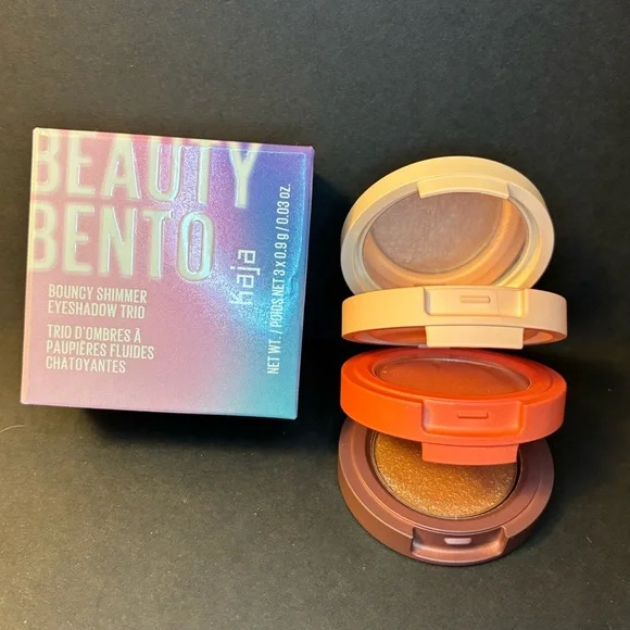 Kaja Beauty Bento Bouncy Shimmer Eyeshadow Trio in Orange Blossom $28 MSRP NIB - Picture 2 of 9